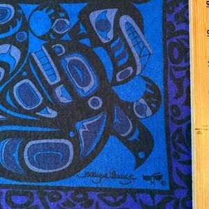 COPY - Jocelyne Wauge First Nation Scarf 13 x 60 inches Black,Violet, Teal Wolf…